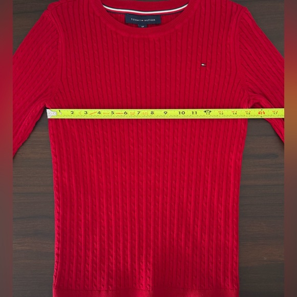 Tommy Hilfiger Women's Red Crew Neck Cable Knit Sweater, Size Small - Picture 6 of 11